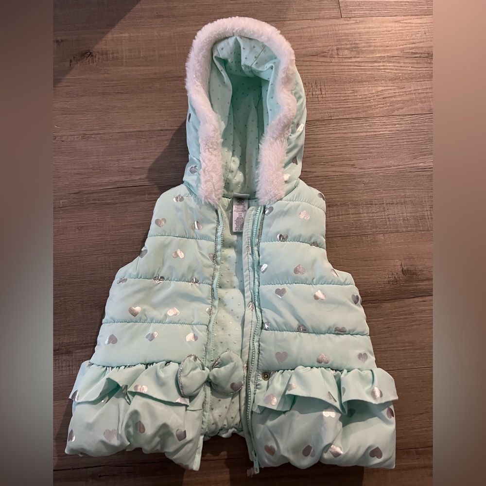 Little Me kids hooded puffer vest blue 24M